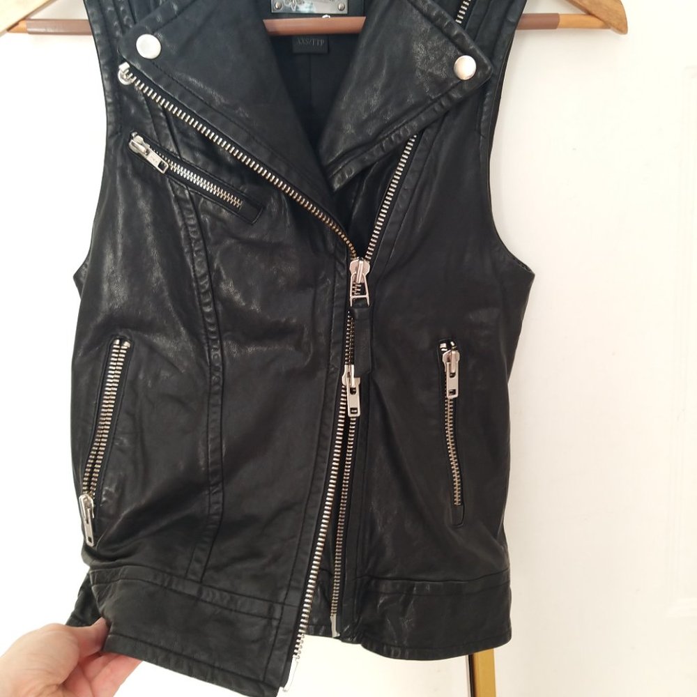 Mackage Frederica Black Leather Vest - Size XXS  Pre-owned